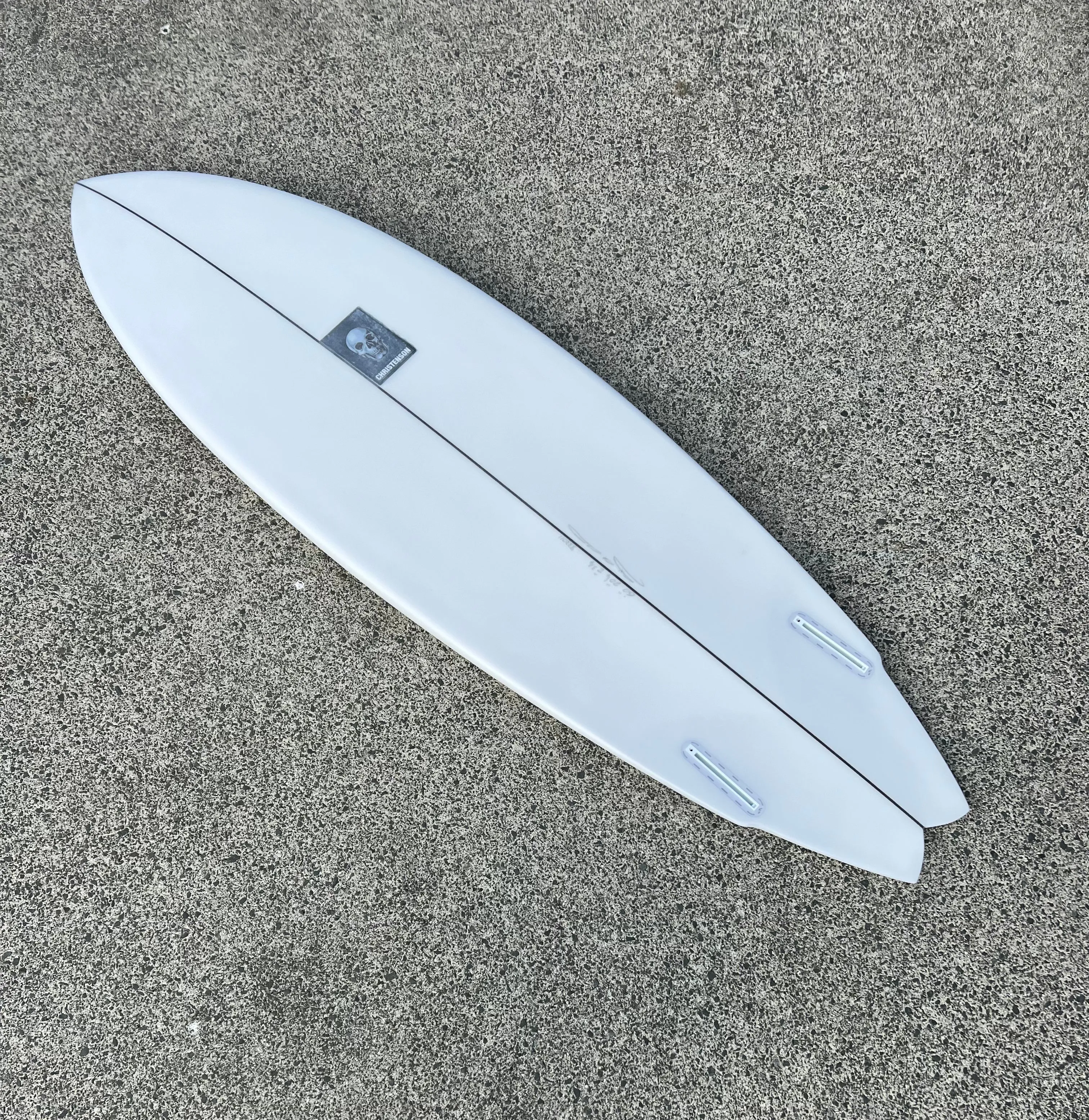 CHRISTENSON 6'0 LANE SPLITTER SWALLOW TAIL TWINFIN SURFBOARD CLEAR