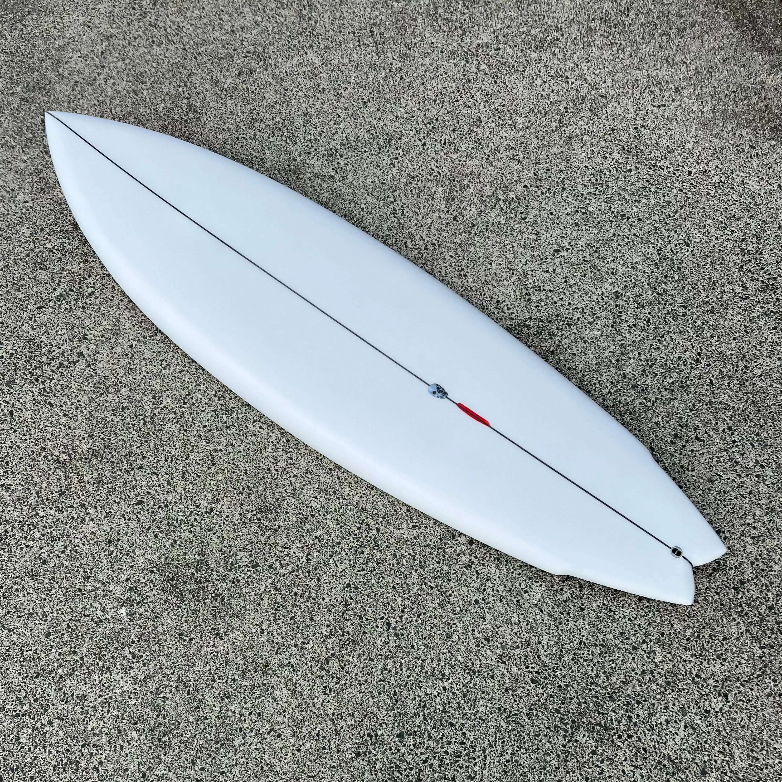 CHRISTENSON 6'0 LANE SPLITTER SWALLOW TAIL TWINFIN SURFBOARD CLEAR