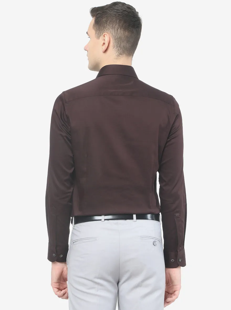 Coffee Brown Solid Slim Fit Party Wear Shirt | Wyre
