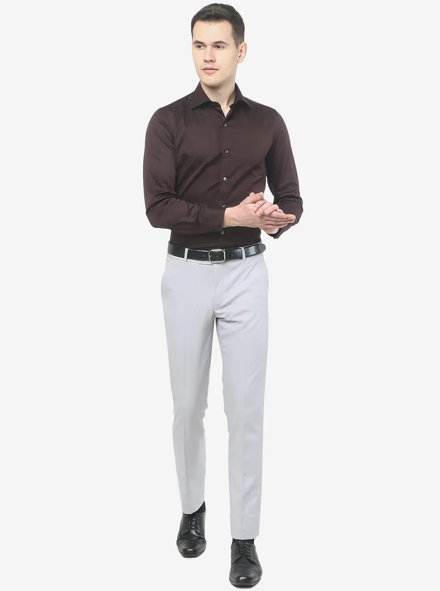 Coffee Brown Solid Slim Fit Party Wear Shirt | Wyre