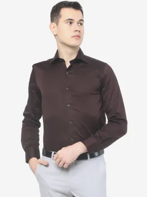Coffee Brown Solid Slim Fit Party Wear Shirt | Wyre