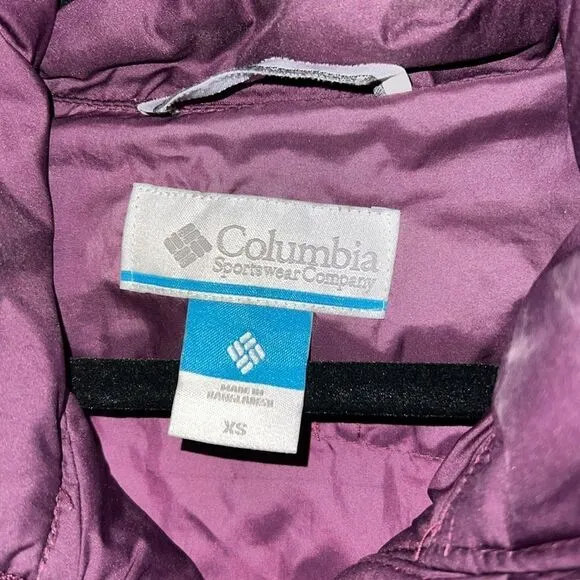 COLUMBIA PURPLE WOMEN’S PEAK TO PARK MID INSULATED FAUX FUR HOOD PUFFER COAT XS