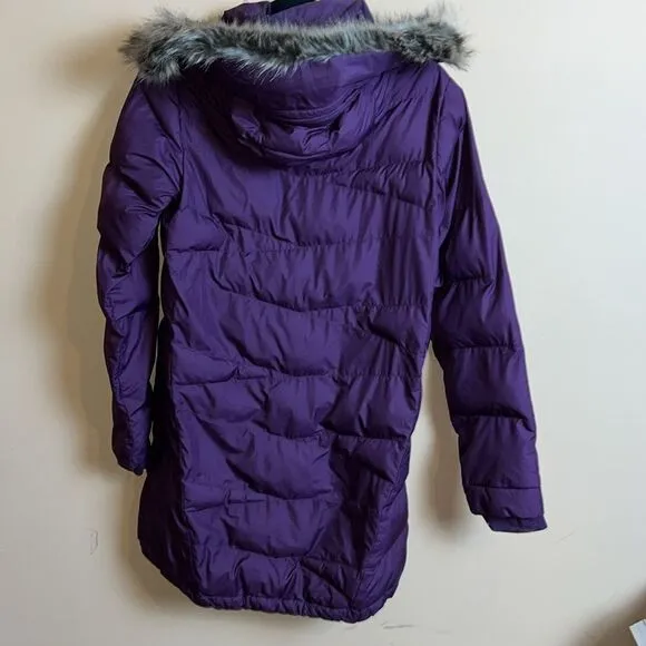 COLUMBIA PURPLE WOMEN’S PEAK TO PARK MID INSULATED FAUX FUR HOOD PUFFER COAT XS