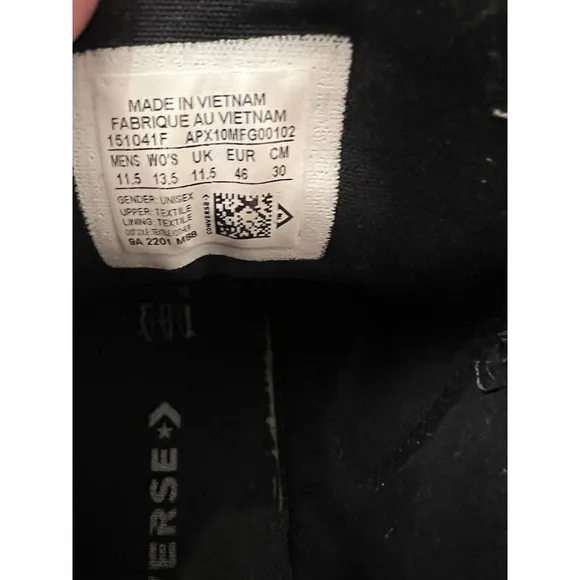 Converse Chuck Taylor All Star  Black Shoes Unisex Size M 11.5 W 13.5