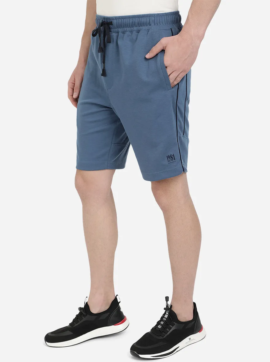 Cornflower Blue Solid Regular Fit Shorts | JadeBlue