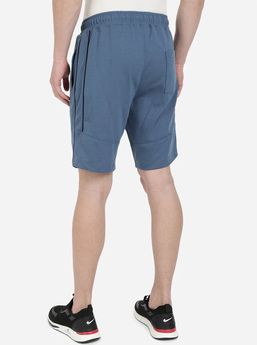 Cornflower Blue Solid Regular Fit Shorts | JadeBlue