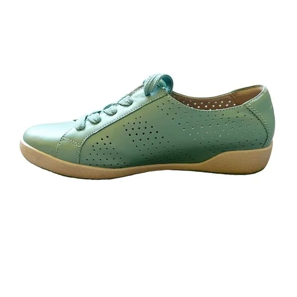 Dansko Orli Perforated Leather Lace Up Walking Comfort Sneaker Aqua Sz 38 7.5-8