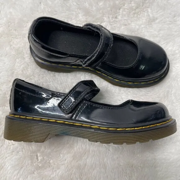 Dr. Martens Kid's Black Maccy Patent Leather Mary Jane Shoes Size 13