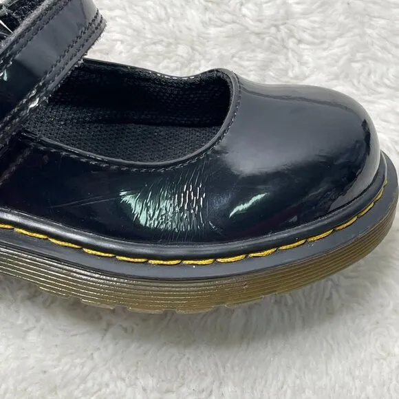 Dr. Martens Kid's Black Maccy Patent Leather Mary Jane Shoes Size 13