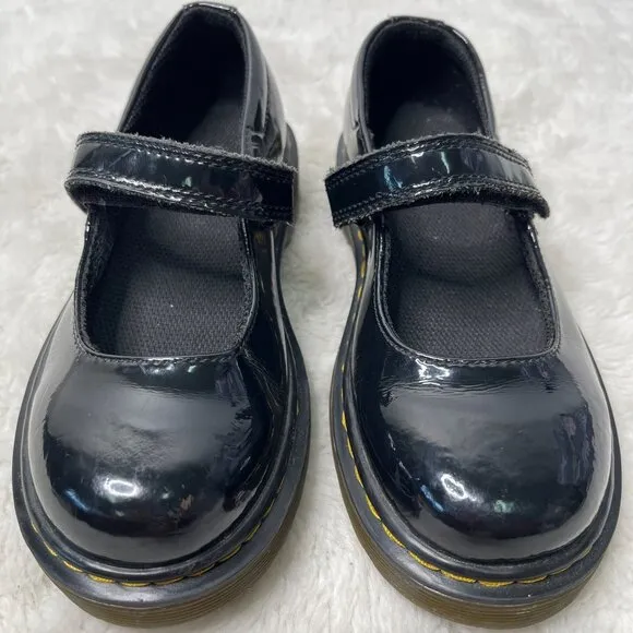 Dr. Martens Kid's Black Maccy Patent Leather Mary Jane Shoes Size 13