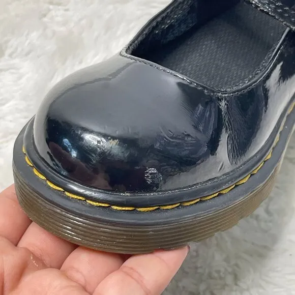 Dr. Martens Kid's Black Maccy Patent Leather Mary Jane Shoes Size 13