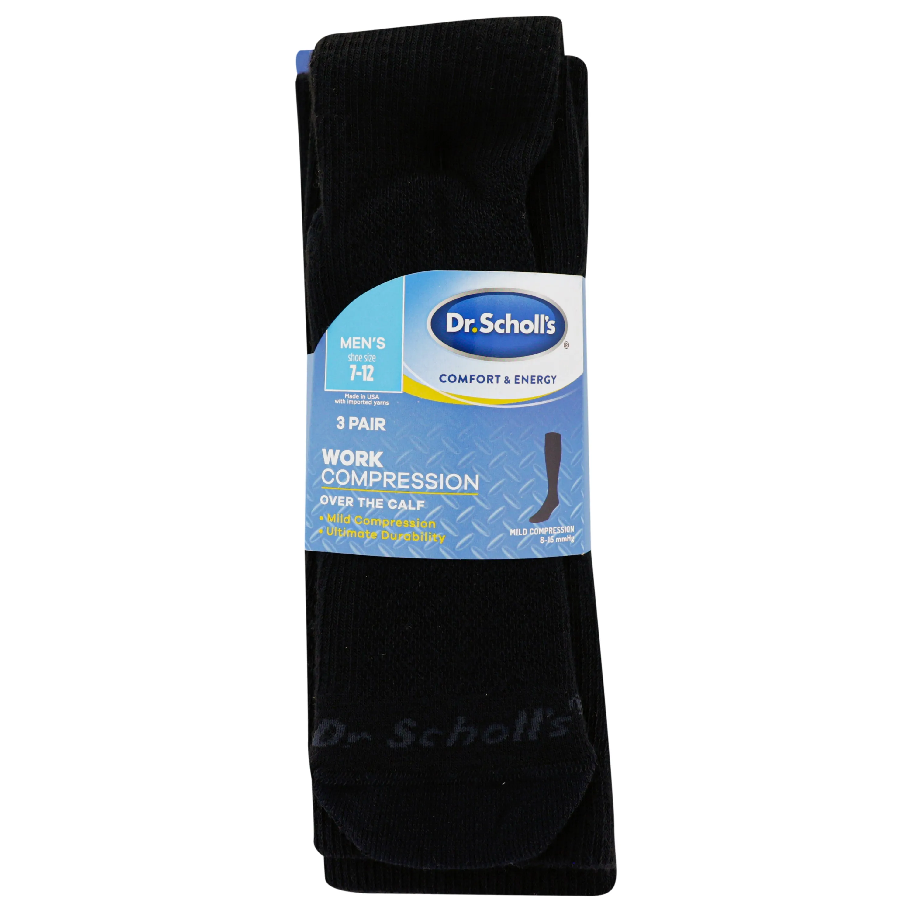 Dr. Scholl's Men's Work Graduated Compression Over The Calf Socks 3 Pair Pack