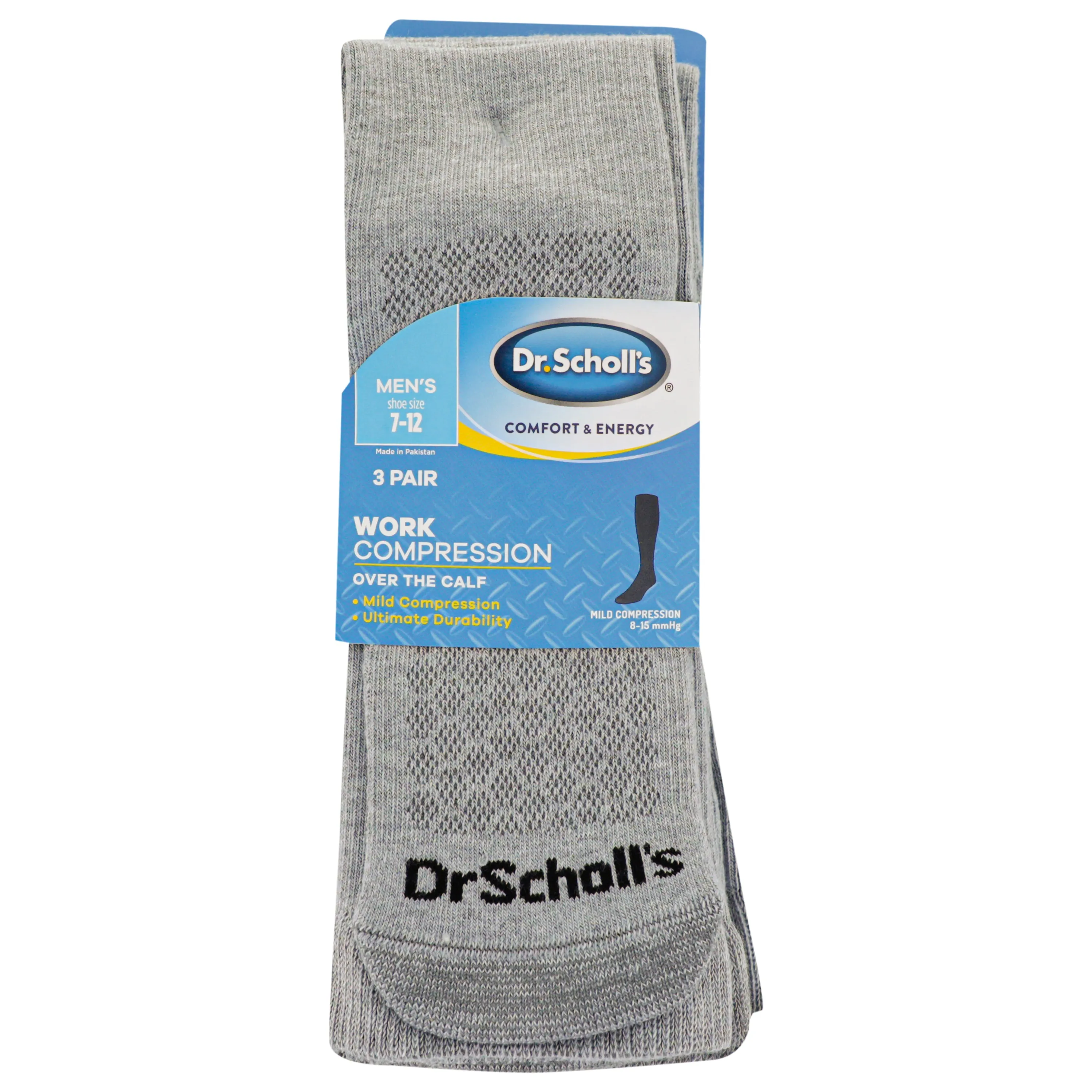 Dr. Scholl's Men's Work Graduated Compression Over The Calf Socks 3 Pair Pack