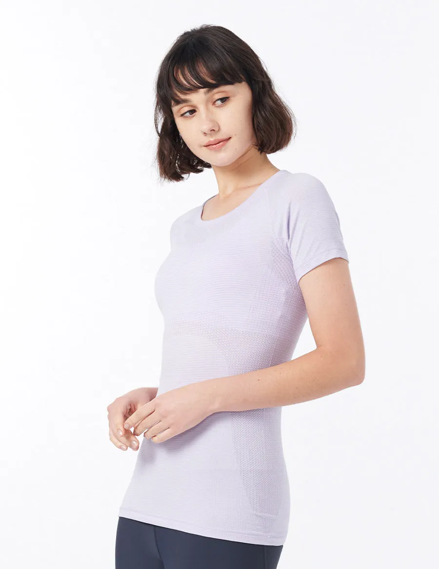 easyoga LESPIRO Seamless Fulfill Tee - D47 Light Purple Stripe