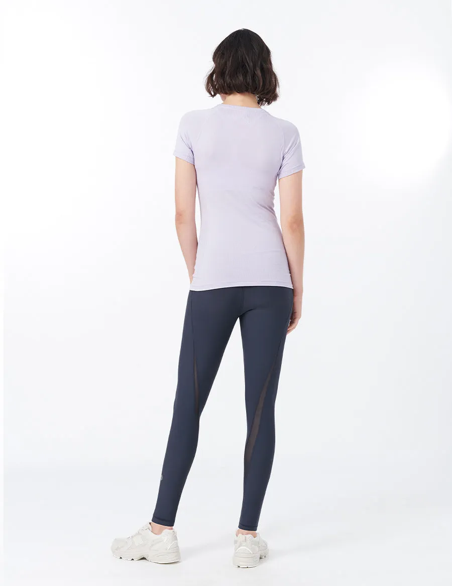 easyoga LESPIRO Seamless Fulfill Tee - D47 Light Purple Stripe
