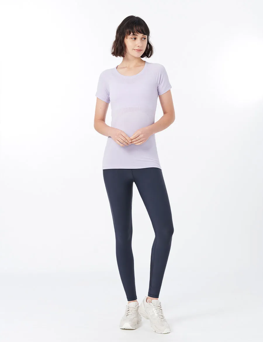 easyoga LESPIRO Seamless Fulfill Tee - D47 Light Purple Stripe
