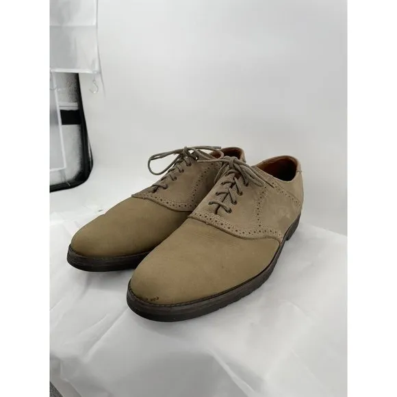 ET Wright MEN'S SHOES Tan Suede Leather Oxfords Lace Up Size 13  Made‎ In USA