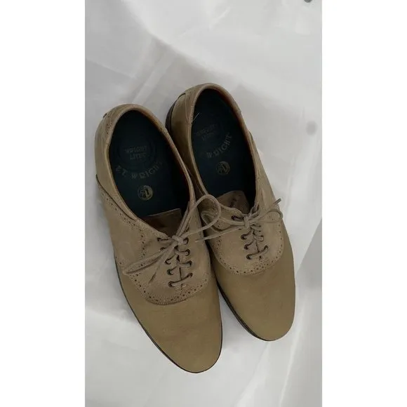 ET Wright MEN'S SHOES Tan Suede Leather Oxfords Lace Up Size 13  Made‎ In USA