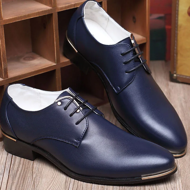 Fashion High Quality Genuine Pointed Leather Men Oxfords Lace-Up Business Men Shoes Men Dress Shoes Leather Shoes BRM-423