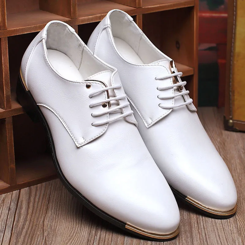 Fashion High Quality Genuine Pointed Leather Men Oxfords Lace-Up Business Men Shoes Men Dress Shoes Leather Shoes BRM-423