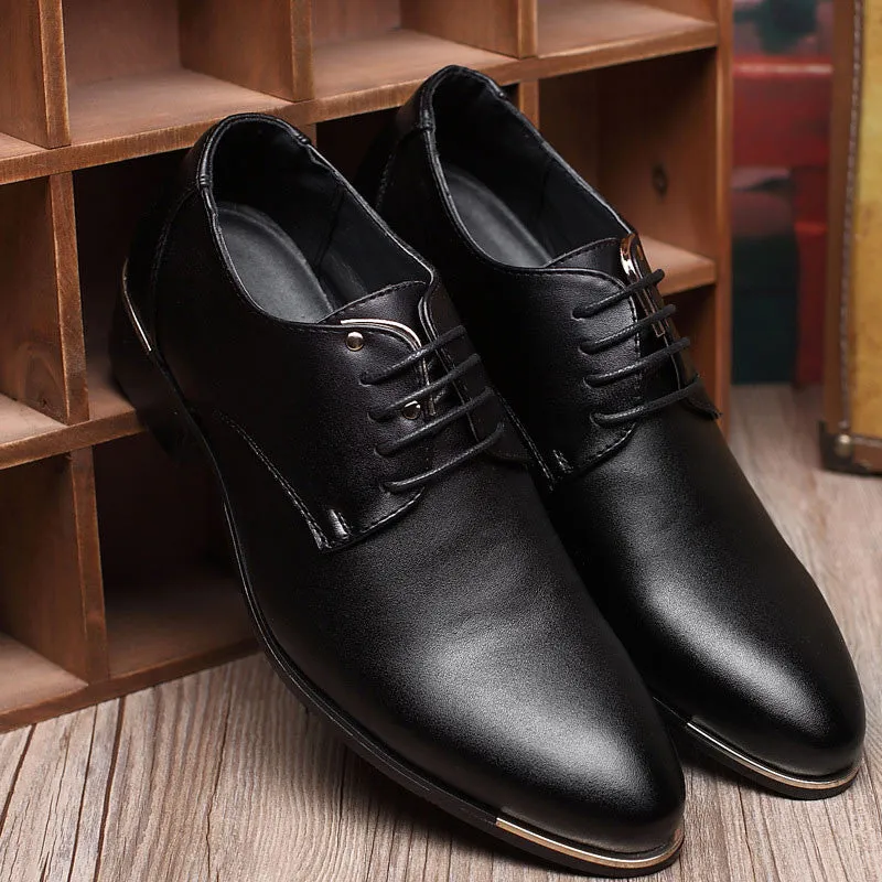 Fashion High Quality Genuine Pointed Leather Men Oxfords Lace-Up Business Men Shoes Men Dress Shoes Leather Shoes BRM-423