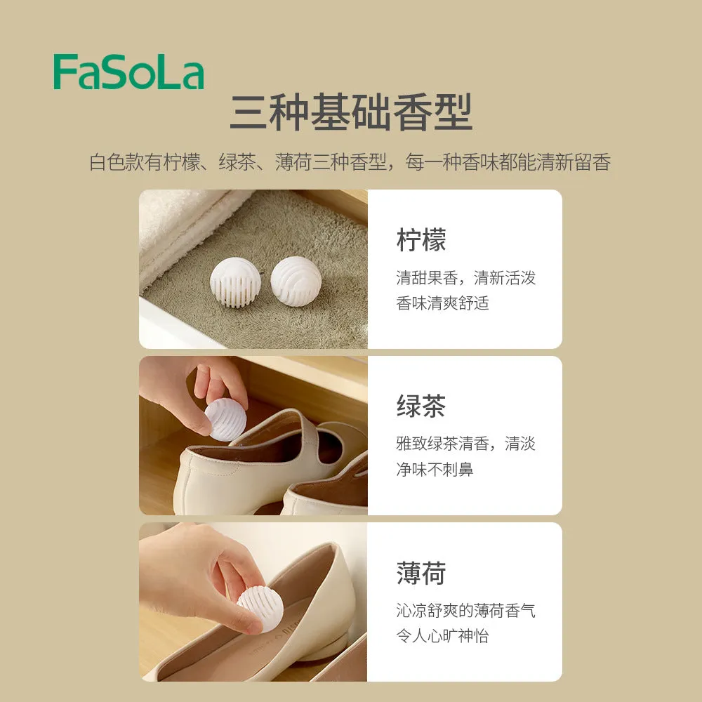 FaSoLa Shoe Deodorizer Balls - Green Tea Scent, 6 Pieces, 3.5cm Diameter
