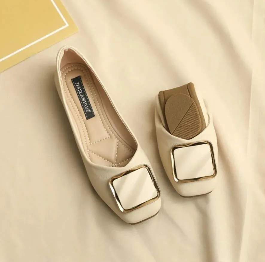 Flat Shoes Women New Fashion Square Breathable Casual Black Comfortable Work Shoes Soft Women's Loafers Shoes