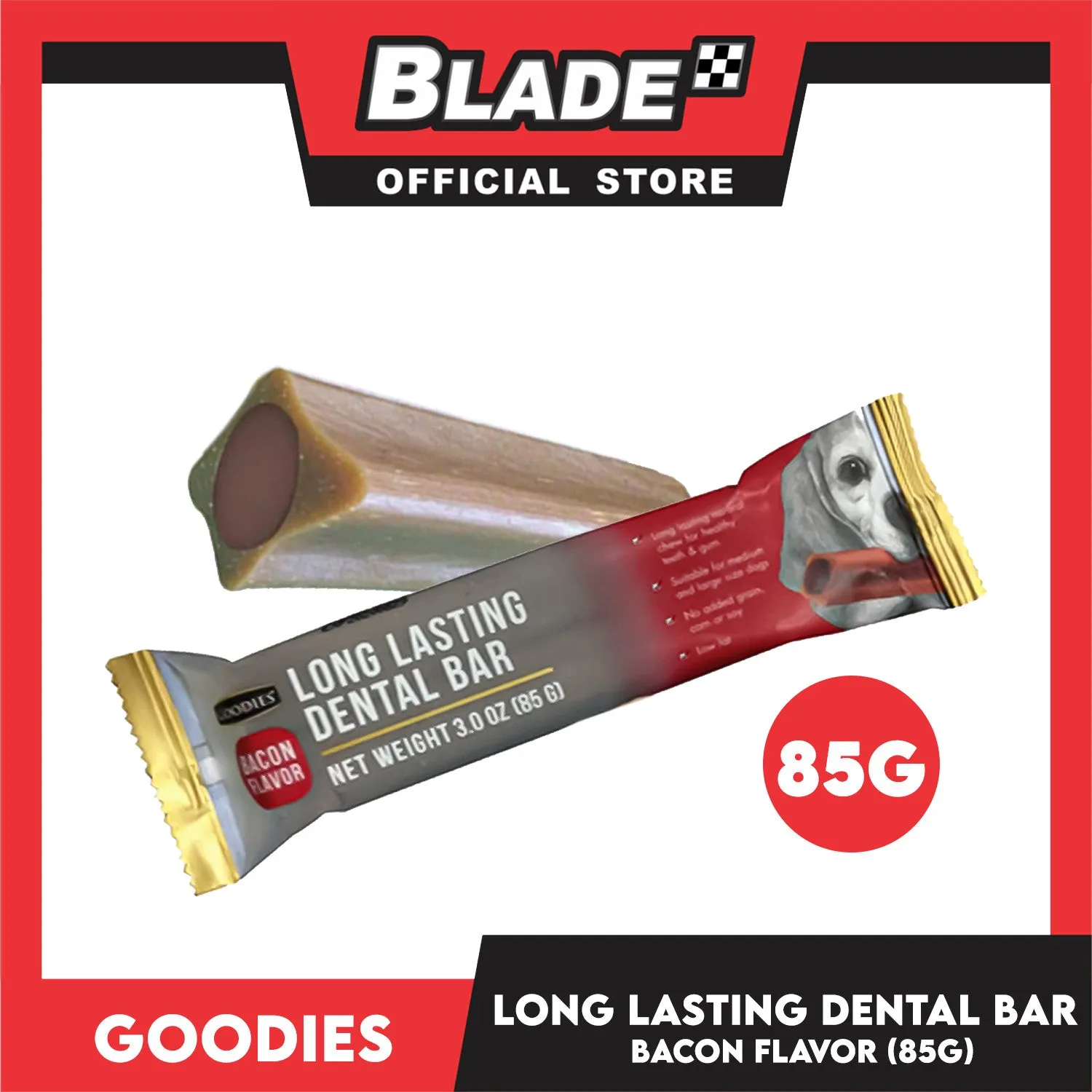 Goodies Long Lasting Dental Bar Dog Treats (Bacon Flavor) 85g
