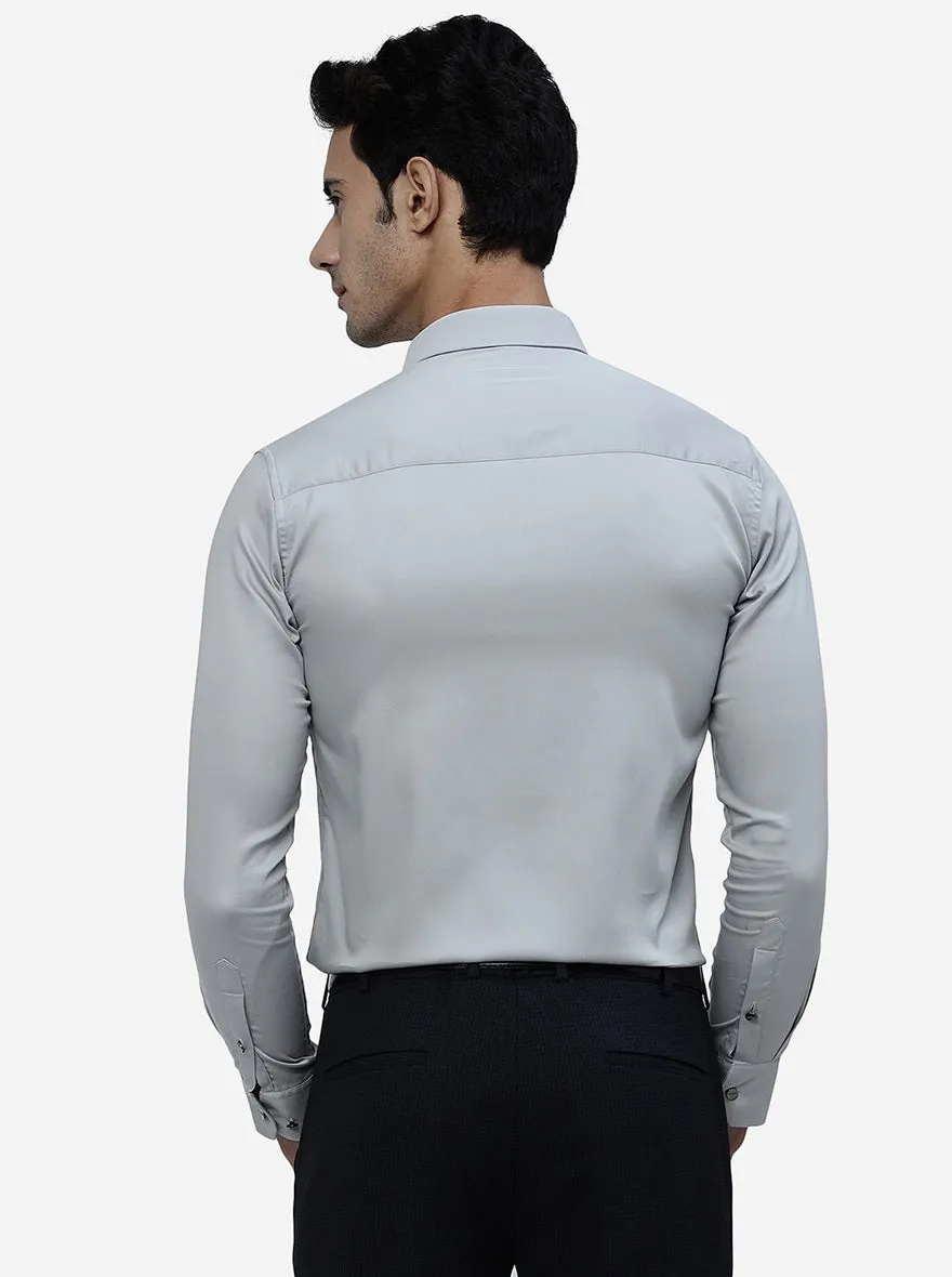 Grey Solid Slim Fit Party Wear Shirt | JB Studio