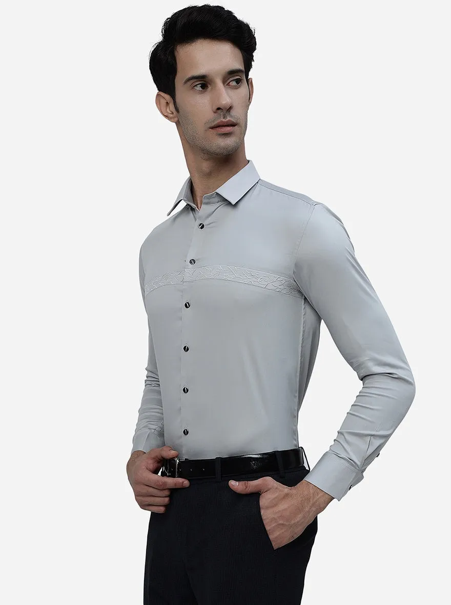 Grey Solid Slim Fit Party Wear Shirt | JB Studio
