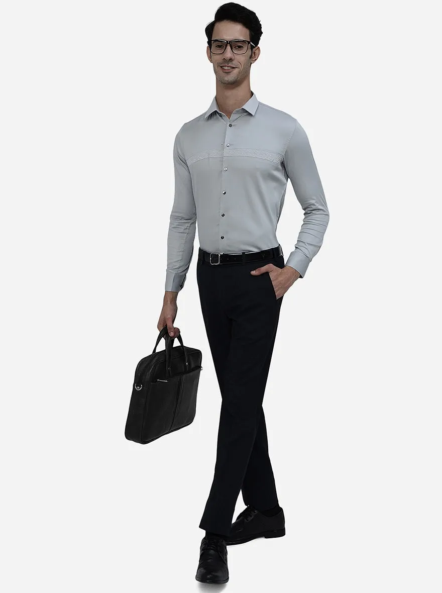 Grey Solid Slim Fit Party Wear Shirt | JB Studio