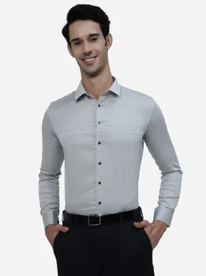 Grey Solid Slim Fit Party Wear Shirt | JB Studio