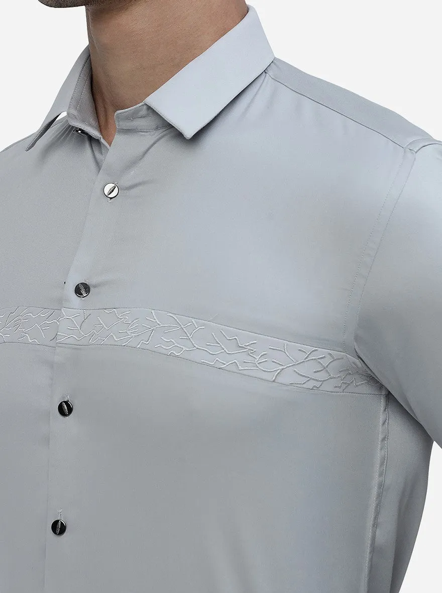 Grey Solid Slim Fit Party Wear Shirt | JB Studio