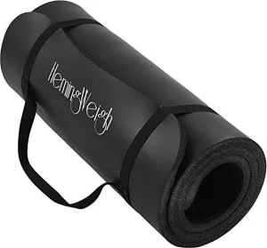 HemingWeigh 1 inch Thick Yoga Mat, Extra Thick, Non Slip Exercise Mat for Indoor and Outdoor Use, Black