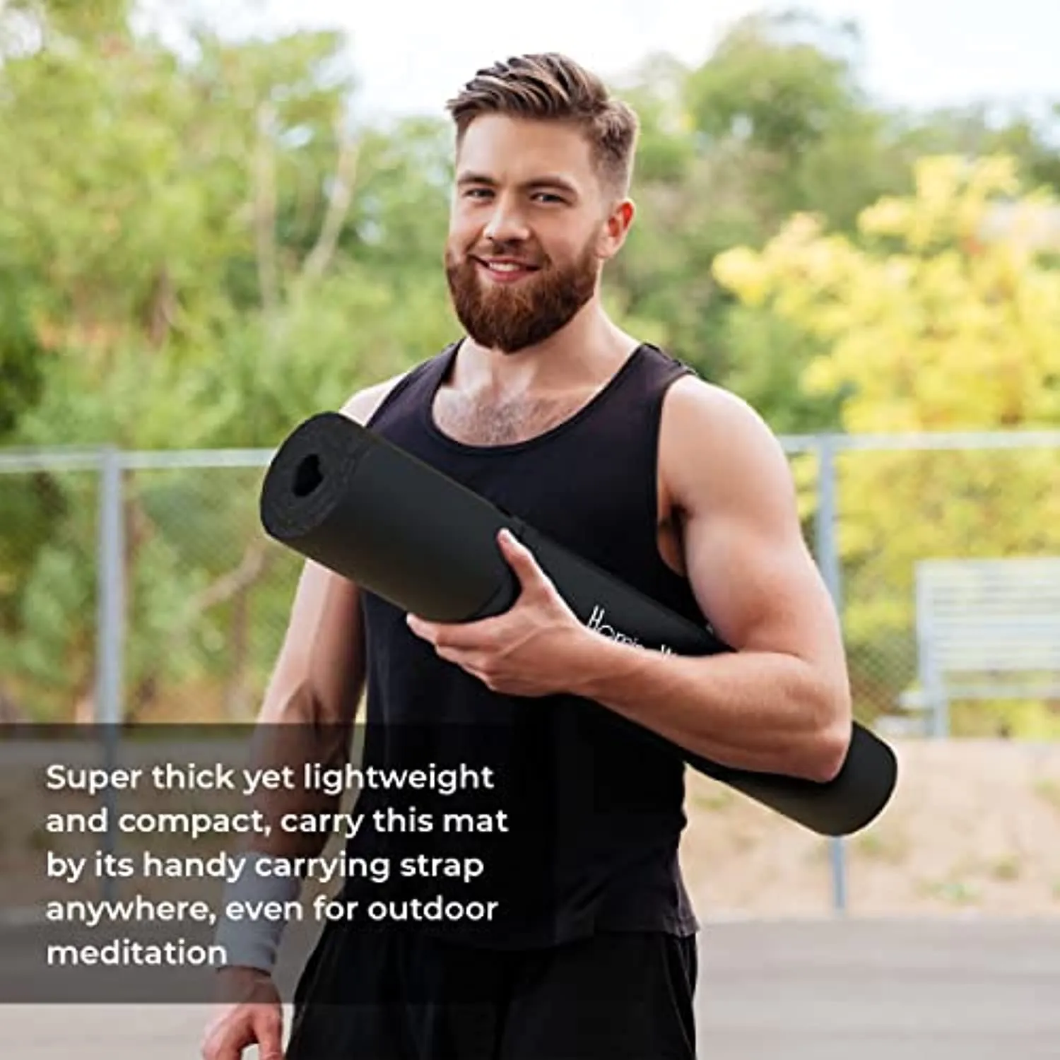 HemingWeigh 1 inch Thick Yoga Mat, Extra Thick, Non Slip Exercise Mat for Indoor and Outdoor Use, Black