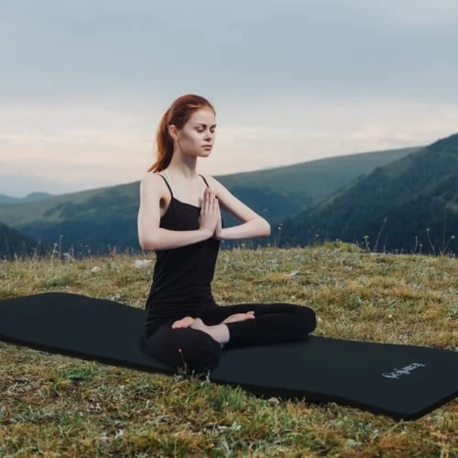 HemingWeigh 1 inch Thick Yoga Mat, Extra Thick, Non Slip Exercise Mat for Indoor and Outdoor Use, Black