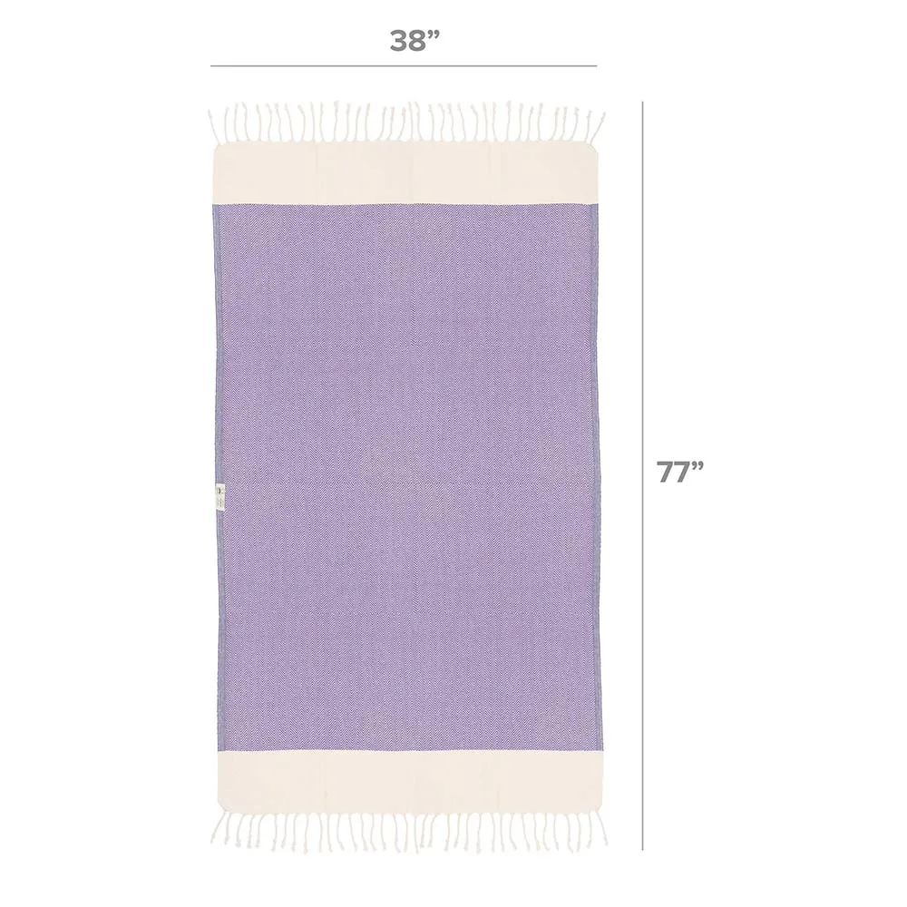 Herringbone Turkish Towel & Peshtemal Beach Towel - Purple