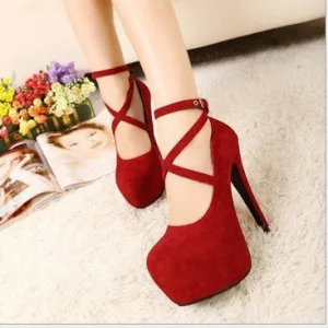 High-heeled Shoes Woman Pumps Wedding Shoes Platform Fashion Women Shoes Red High Heels 11cm Suede