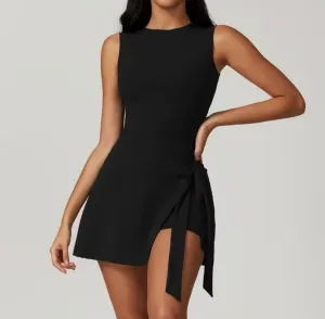 High-Waist Women’s Tennis Skirt with Built-In Shorts - BLACK