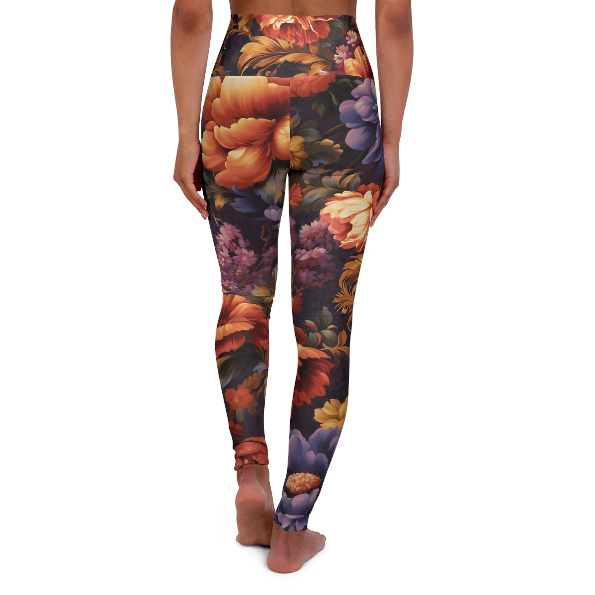 High Waisted Leggings - Impressionist Poppy.