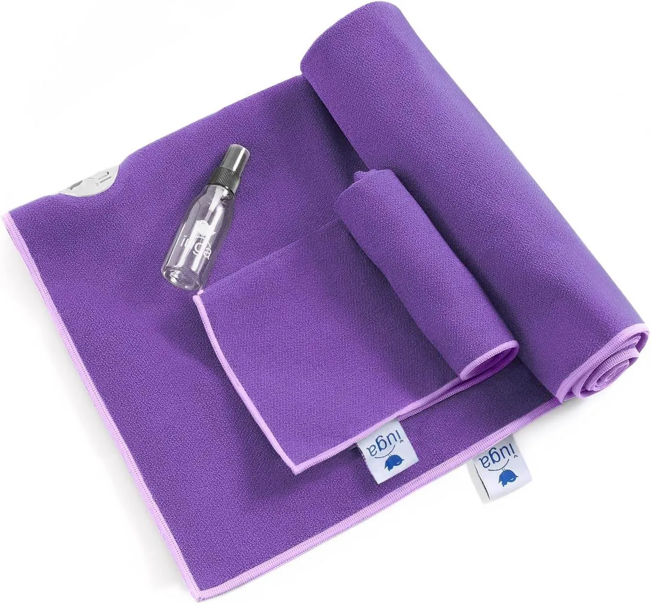 IUGA Yoga Towel for Hot Yoga Non Slip Extra Thick Yoga Mat Towel   Hand Towel 2in1 Set with Corner Pockets Super Absorbent and Quick Dry Hot Yoga Towel
