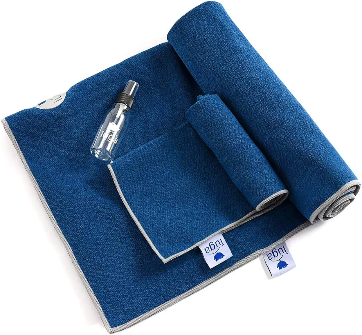 IUGA Yoga Towel for Hot Yoga Non Slip Extra Thick Yoga Mat Towel   Hand Towel 2in1 Set with Corner Pockets Super Absorbent and Quick Dry Hot Yoga Towel