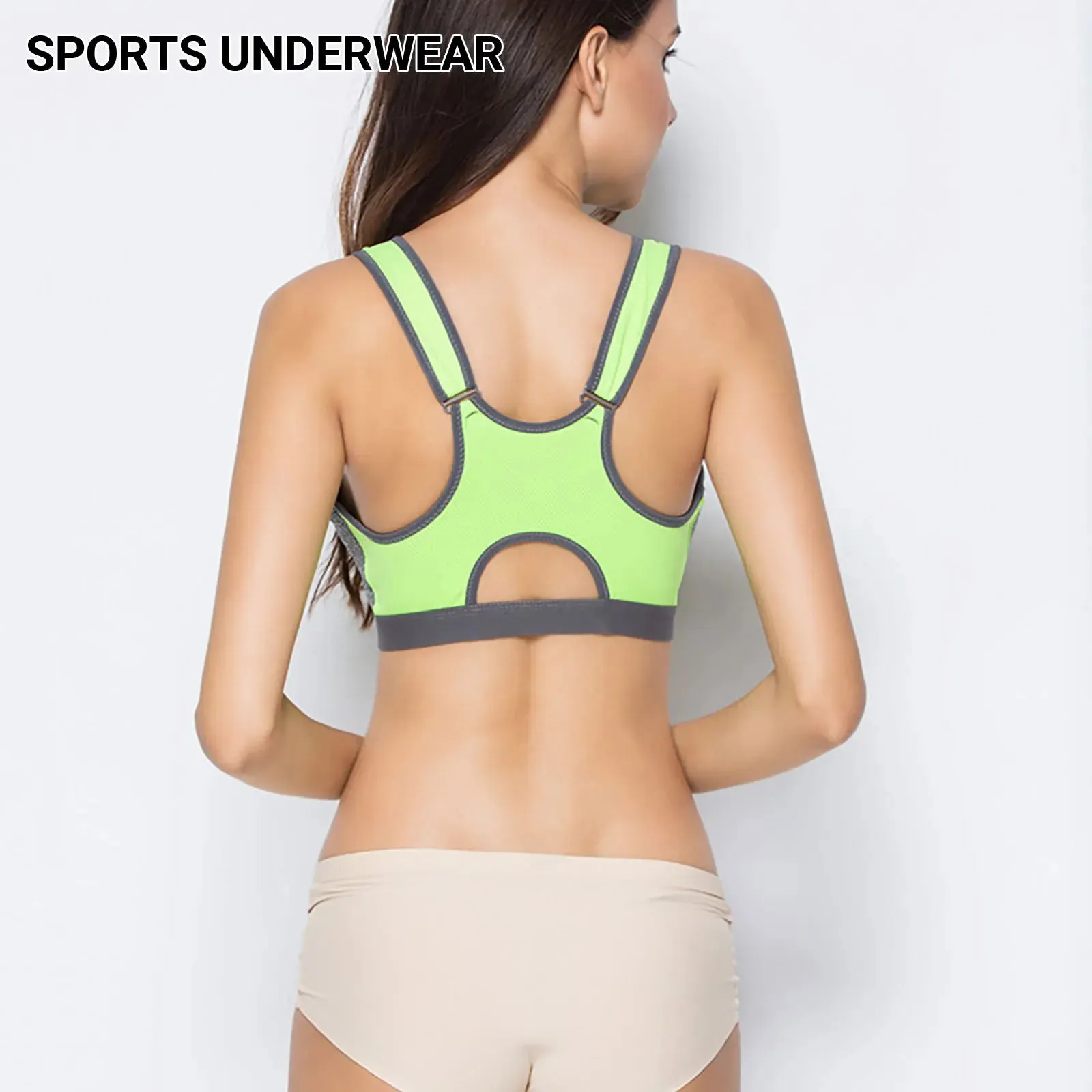 IUSIBRALEA Women's Front Zip Cross Back Sports Bra - Side Support, Anti-Shock, High Impact