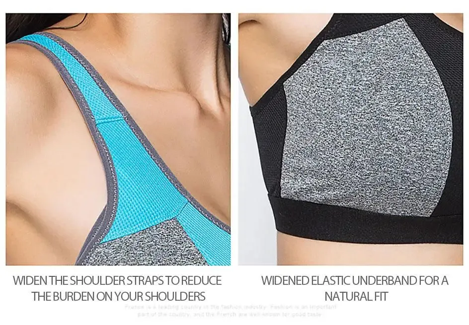 IUSIBRALEA Women's Front Zip Cross Back Sports Bra - Side Support, Anti-Shock, High Impact