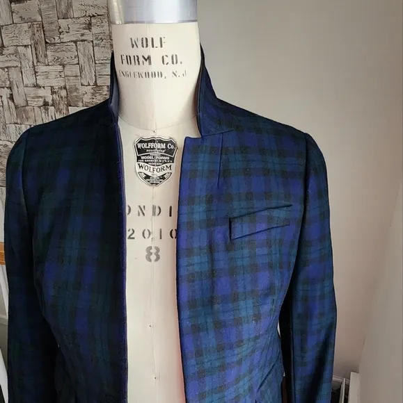 J. CREW Regent blazer in Black Watch with satin lapel Size 6 petite