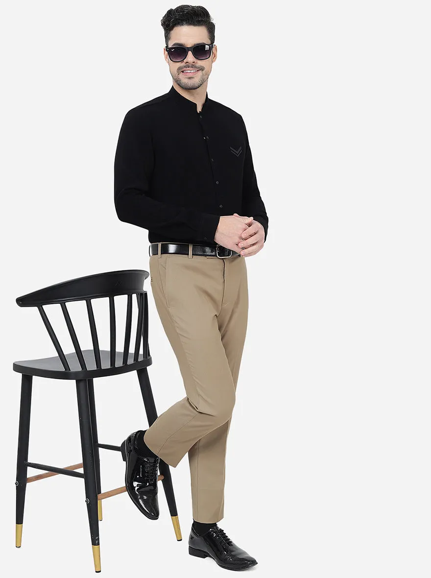 Khaki Solid Super Slim Fit Formal Trouser | JadeBlue