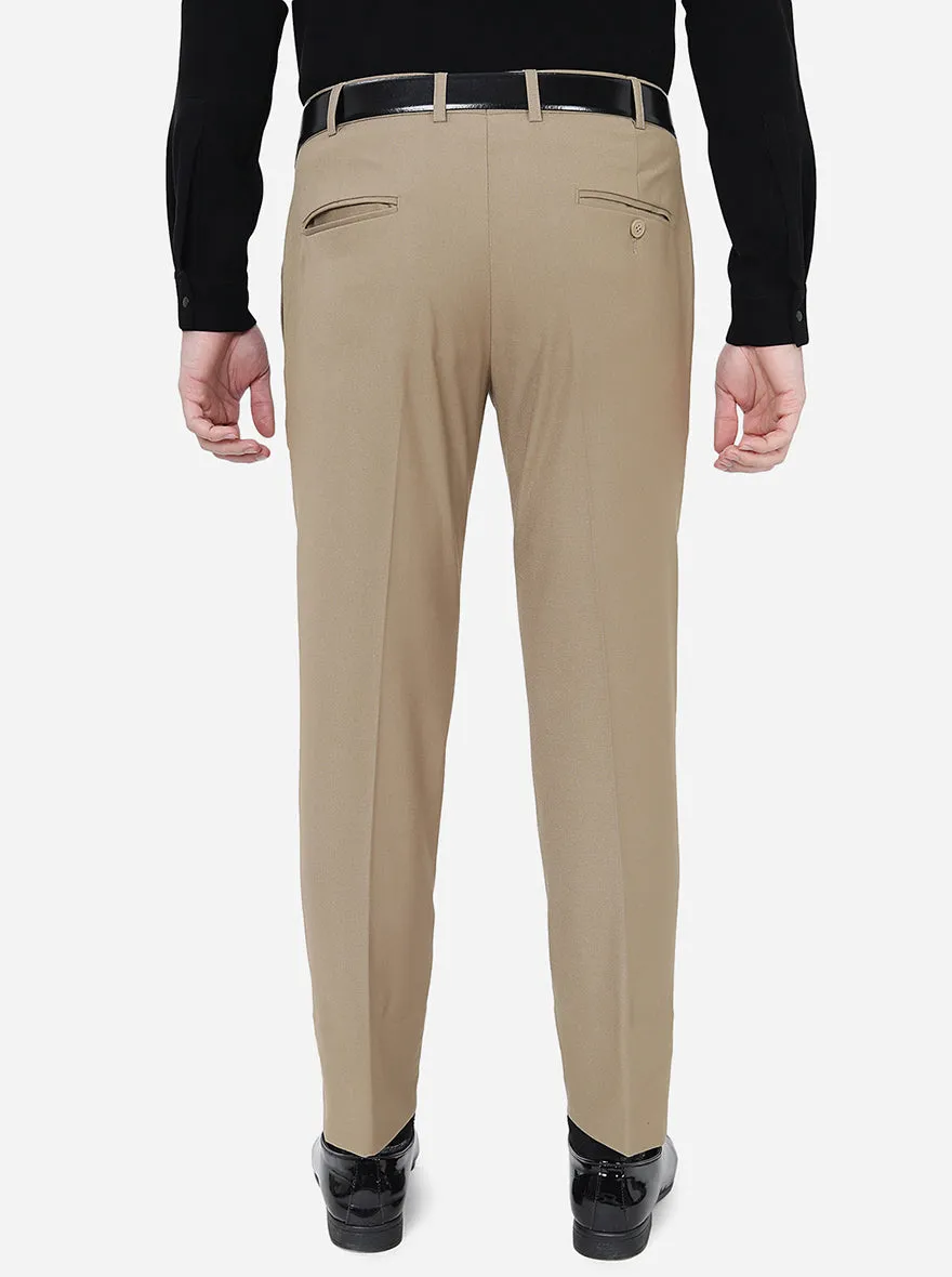 Khaki Solid Super Slim Fit Formal Trouser | JadeBlue