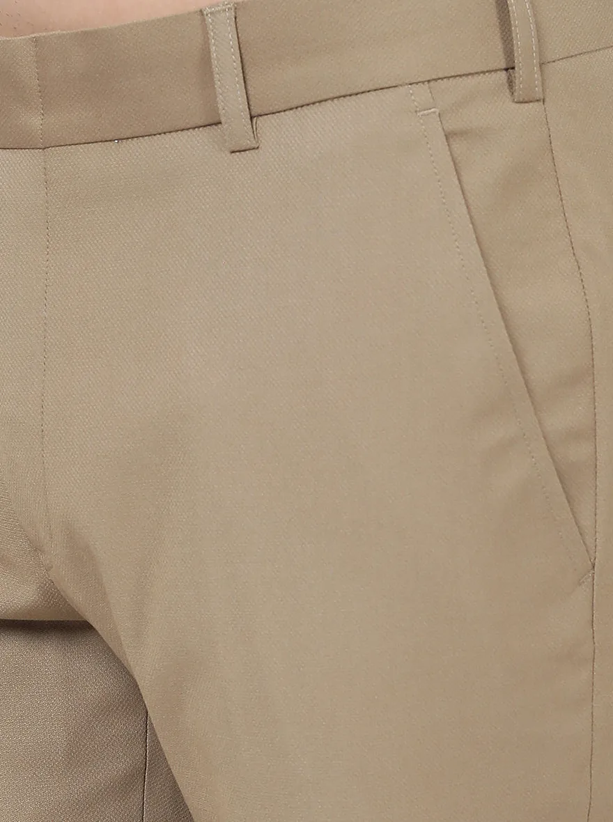 Khaki Solid Super Slim Fit Formal Trouser | JadeBlue