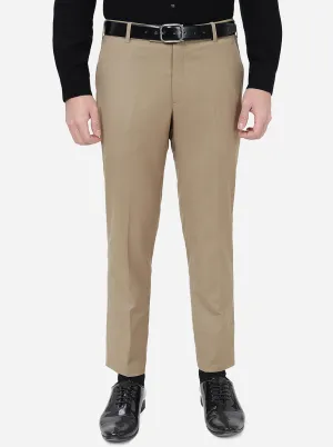 Khaki Solid Super Slim Fit Formal Trouser | JadeBlue