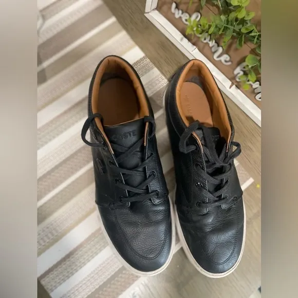 Lacoste Shoes Mens 9 Bayliss Sneaker Black Leather Casual Lace Up Comfort Flat